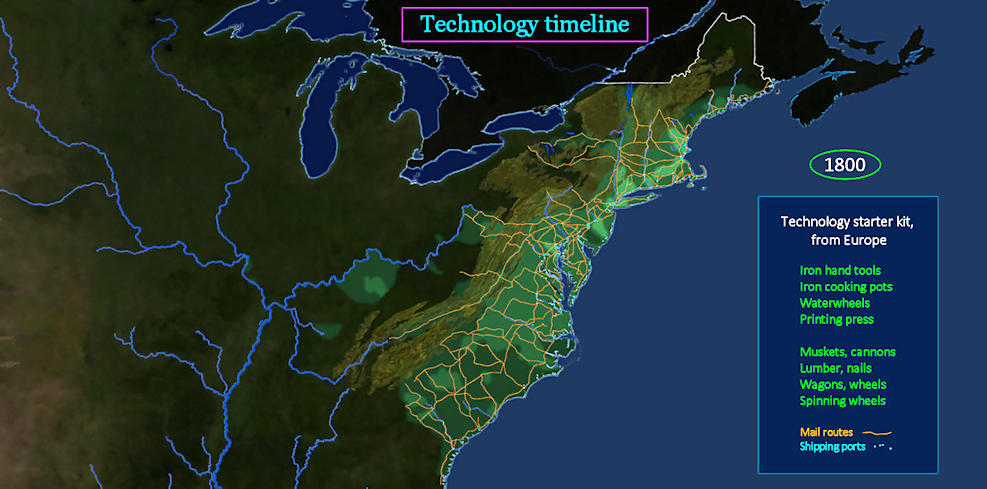 Technology before steam power, 1800 map